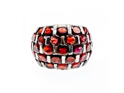 925 Sterling Silver Garnet Ring Size 8