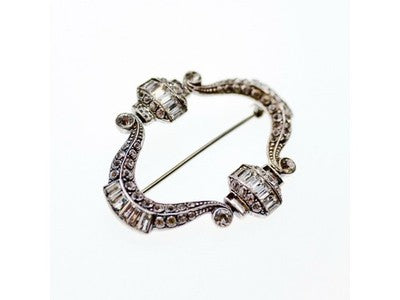 Vintage 925 Sterling Silver CZ Brooch