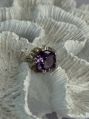 925 Sterling Silver Amethyst Ring Size 6.5