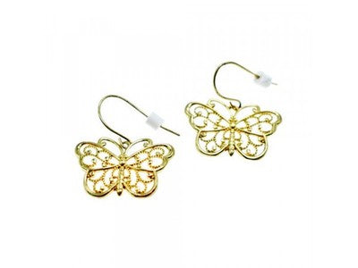 925 Sterling Silver Gold Plated "Butterflies" Earrings
