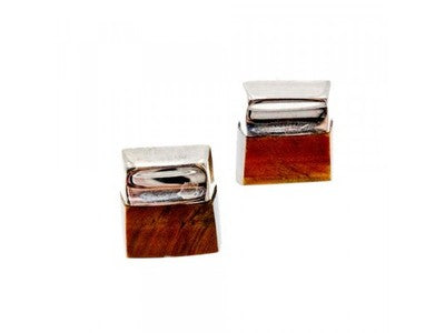 Vintage 925 Sterling Silver Tiger'S eye Stud Earrings