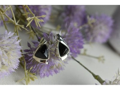 925 Sterling Silver Black Nephrite Earrings