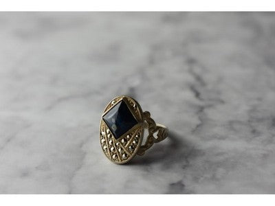 925 Sterling Silver Sodalite & Marcasites Ring Size 6