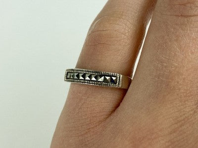 Vintage 925 Sterling Silver Marcasites Ring Size 5.5