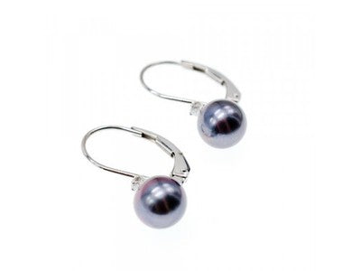 14K White Gold Pearls & Diamonds Earrings