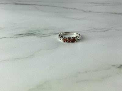 925 Sterling Silver Spessartine & CZ Ring Size 8