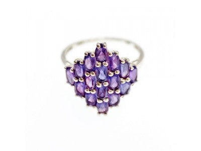 925 Sterling Silver Purple Tourmaline Ring Size 9.5