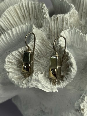 925 Sterling Silver With Gold Plated Part Earrings Length 1 Inch