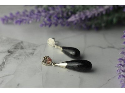 925 Sterling Silver Black Jasper Stud Earrings