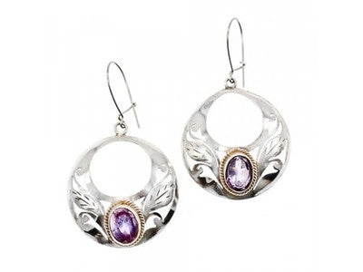 Vintage 925 Sterling Silver Amethyst Earrings