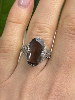 925 Sterling Silver Brown Tourmaline Ring Size 7