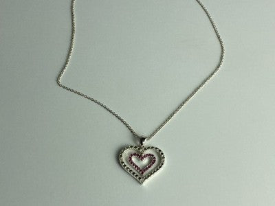 925 Sterling Silver Spinel "Hearts" Chain With Pendant