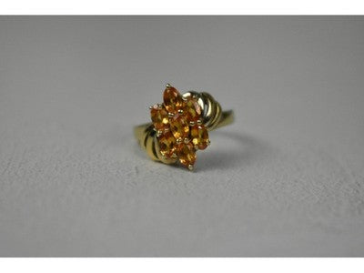 925 Sterling Silver Gold Plated Heliodor Ring Size 6.75