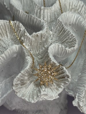 18K 750 YELLOW GOLD STAR DIAMONDS NECKLACE 17 INCH