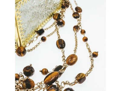 925 Sterling Silver Gold Plated Tiger's eye Necklace