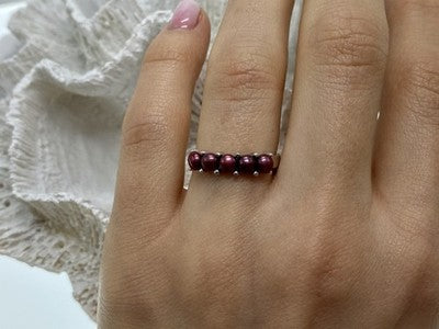 925 Sterling Silver Cherry Pearls Ring Size 7