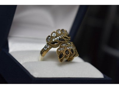 925 Sterling Silver with Gilding Alpanite & CZ Ring Size 9
