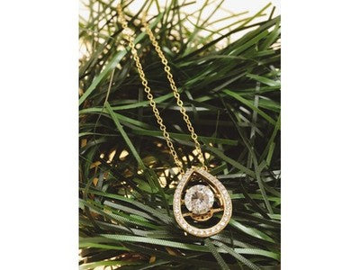 925 Sterling Silver Gold Plated CZ Chain With Pendant Italy