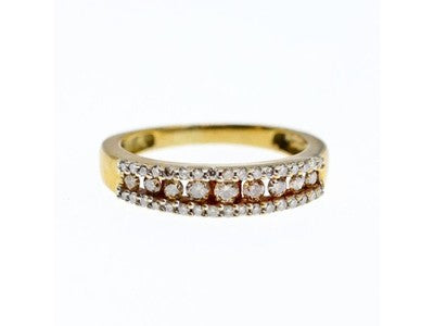 10K Yellow Gold White Sapphire & Diamonds Ring Size 8