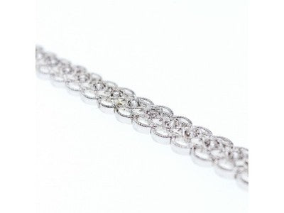 925 Sterling Silver White Topaz "Openwork" Bracelet Size 7 IN