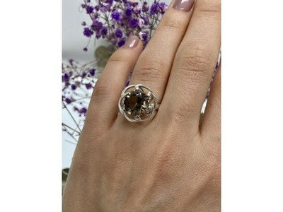 925 Sterling Silver Brown Tourmaline Ring Size 6.5