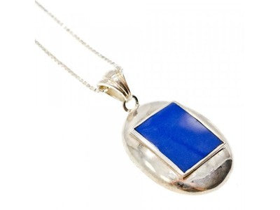 925 Sterling Silver Blue Enamel Chain With Pendant