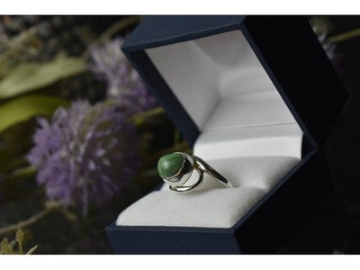 925 Sterling Silver Green Turquoise Ring Size 7.5 Mexico