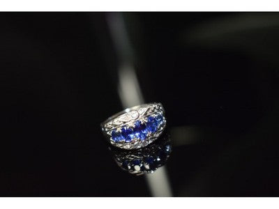 925 Sterling Silver Blue Topaz Ring Size 7.5
