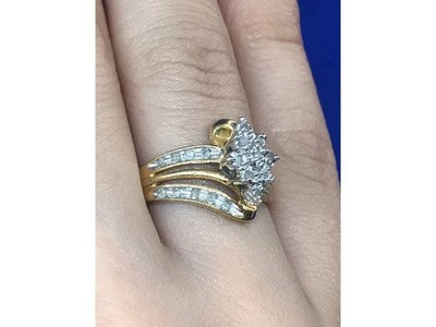 925 Sterling Silver Gold Plated CZ Ring Size 7