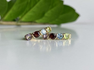 925 Sterling Silver Gold Plated Multi Gemstones Earrings