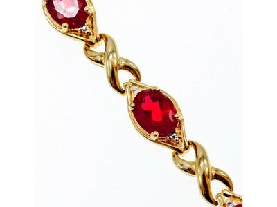 925 Sterling Silver Gold Plated Ruby Bracelet