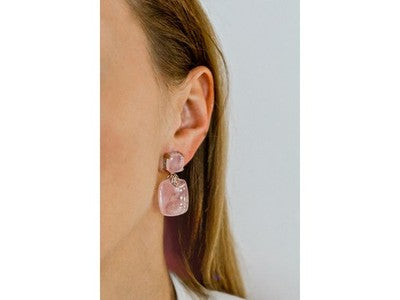 925 Sterling Silver Gold Plated Morganite "Tenderness" Earrings