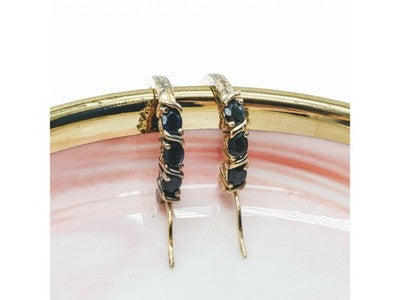 925 Sterling Silver Gold Plated Sapphires Earrings