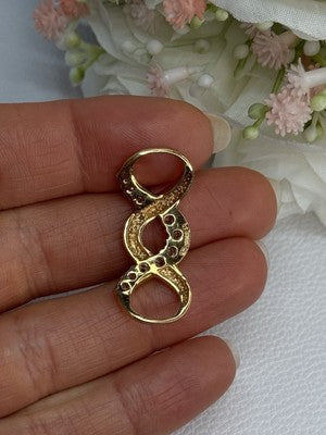 925 Sterling Silver Gold Plated CZ Pendant Length 1.20 Inch