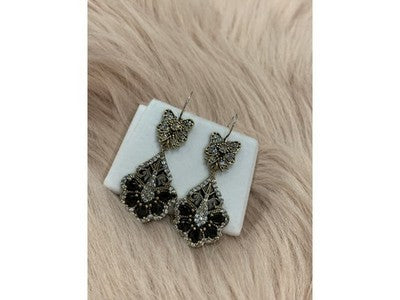 925 Sterling Silver Black Tourmaline (Sherl) & CZ SET