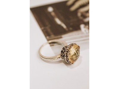 Vintage 925 Sterling Silver Yellow Tourmaline Ring Size 7