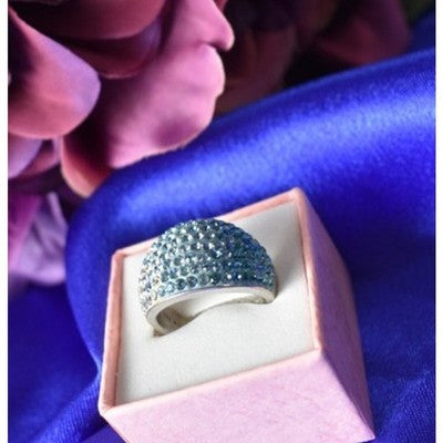 925 Sterling Silver Blue & White CZ Ring Size 6.5