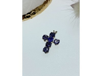 925 Sterling Silver Tanzanite Cross Pendant