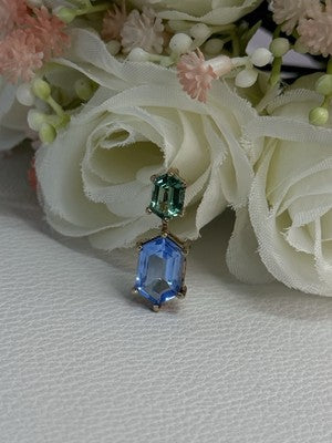 925 Sterling Silver Gold Plated Topaz & Emerald Pendant Length 0.88 Inch