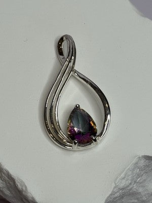 925 Sterling Silver Alexandrite Pear Pendant Length 1.5 Inch