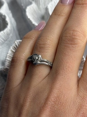 JWBR 925 Sterling Silver 0.04 ct Diamonds Heart Ring Size 6.5