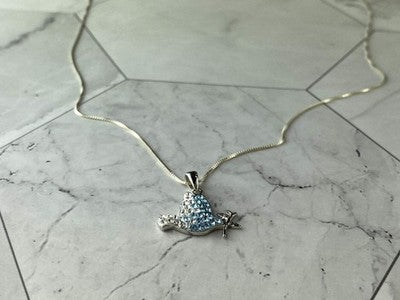 925 Sterling Silver CZ "Bird" Chain With Pendant Italy