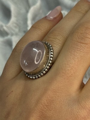 Beautiful Vintage 925 Sterling Silver Morganite Ring Size 5.5