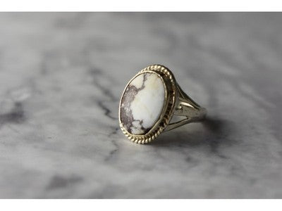Vintage 925 Sterling Silver Moss Agate Ring Size 5.5