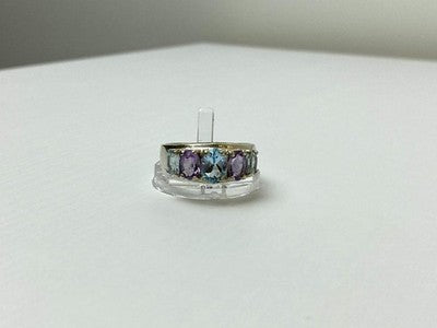 925 Sterling Silver Blue Spinel & Tanzanite Ring Size 11.25