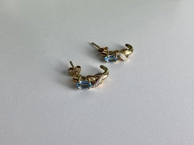 925 Sterling Silver Gold Plated Topaz Stud Earrings