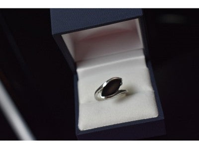 925 Sterling Silver Black Nephrite Ring Size 7.25