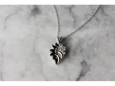 925 Sterling Silver Dark Blue Spinel & CZ Chain With Pendant