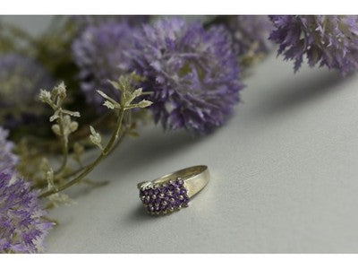 925 Sterling Silver Purple Tourmaline Ring Size 8.5