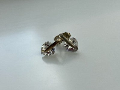 925 Sterling Silver CZ "Hearts" Stud Earrings
